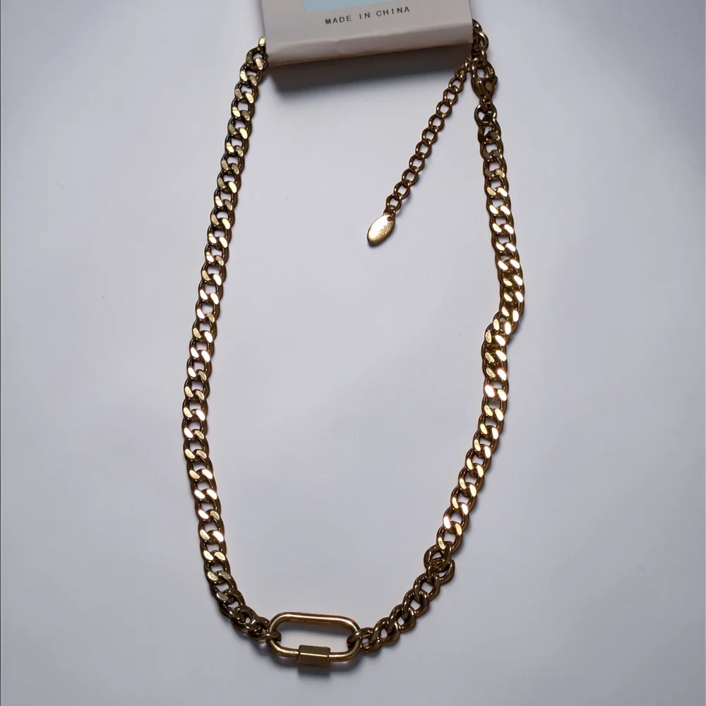 Ellison + Young Polished Gold Chain Necklace with Signature Clasp - Picture 2 of 4